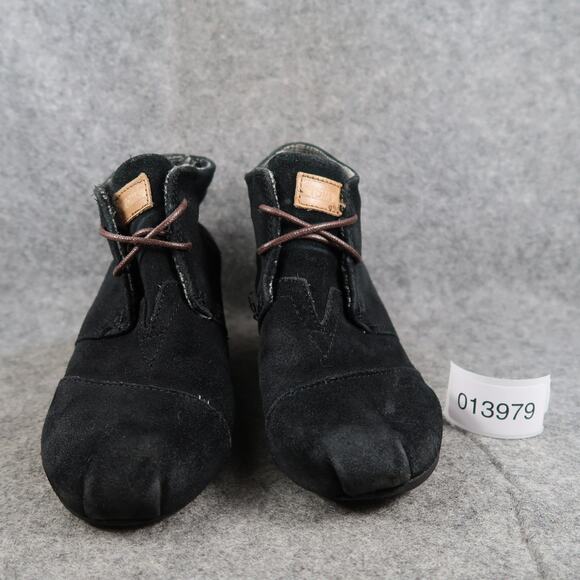 Toms Shoes Womens 6 Desert Booties Wedge Ankle Boot Fashion Casual Suede Black - Picture 2 of 15
